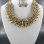 Pretty B GOLD PLATED METAL STONES PENDANT NECKLACE SET. and Earrings