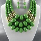 Pretty 3 LAYERED NECKLACE SET. 17"L - 4"EXTEND EARRINGS