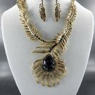 Feathered Stone Necklace and Earrings