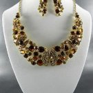 Beautiful  RHINESTONE NECKLACE SET 17"L- 3"EXT  EARRINGS