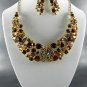 # 4 RHINESTONE NECKLACE SET 17"L- 3"EXT EARRINGS