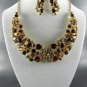 # 4 RHINESTONE NECKLACE SET 17"L- 3"EXT EARRINGS