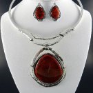 C Stone Choker and Earring Set 16" L   and Earrings
