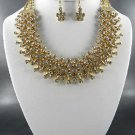 B GOLD PLATED METAL STONES PENDANT NECKLACE SET.   and Earrings