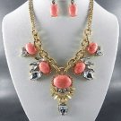 A DECO PENDANT NECKLACE SET. 18"L - 3"EXTENDER  and Earrings