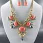 A DECO PENDANT NECKLACE SET. 18"L - 3"EXTENDER  and Earrings