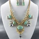 B DECO PENDANT NECKLACE SET. 18"L - 3"EXTENDER  and Earrings