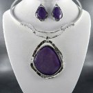 D Stone Choker and Earring Set 16" L   and Earrings