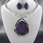 D Stone Choker and Earring Set 16" L and Earrings