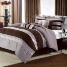 8pc QUEEN  Luxury Comforter Set   Brown/ Beige/ Gray