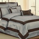 Luxury Choc/Blue Comforter Set  - 8 PC Set   Choice: King or Queen or Cal King