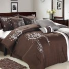 Beautiful  Brown/Gray Luxury Comforter Set - 8 PC Set     Queen