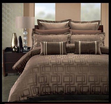 7 pc. set Pearly Chocolate Hotel Quality Duvet Cover Set  Free Shipping MSRP 270