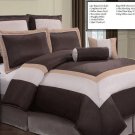 12pc Luxury Bedding Set- Hotel Chocolate/Ivory/Gold with 600 CT Sheet set
