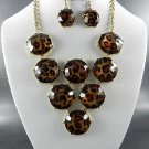 ANIMAL PRINT PENDANT NECKLACE SET. 17"L - 3"EXT  EARRINGS