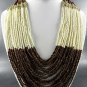 QUALITY SEED BEADS DOUBLE TONE COLOR MULTI STRING NECKLACE. 19"LEARRINGS