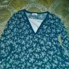 Dark Green Flowery Top by All American Comfort   Size 1X