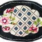 Antique Area rug Oval Black Border Geometric pattern American Hooked Rug