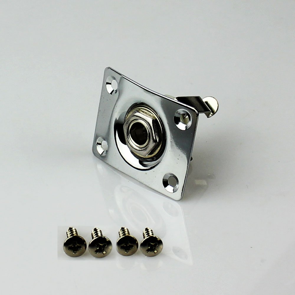 Chrome Plated Rectangle Output Jack Plate Socket for Electric Guitar