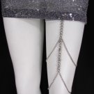 New Women Silver Thigh Leg Chain Garter Big Rhinestones Fashion Body Jewelry