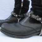 New Biker Men Western Women Boot Silver Chain Pair Leather Straps Big Motorcycle