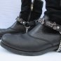 New Biker Men Western Women Boot Silver Chain Pair Leather Straps Big Motorcycle