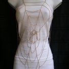NEW WOMEN GOLD METAL MULTI CHAINS LINKS BODY CHAIN HOT JEWELRY NET LONG NECKLACE