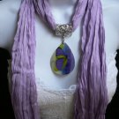 NEW WOMEN LAVANDER FASHION SCARF NECKLACE BIG SEASHELL PENDANT PURPLE BUTTERFLY