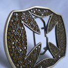 NEW SEXY TRENDY WOMEN MEN METAL BIG GOLD BIKER CROSS BUCKLE YELLOW RHINESTONES