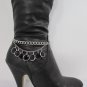 New Women Silver Metal Western Boot Chain Strap Beads Back Side Front Shoe Charm