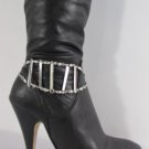 New Women Antique Silver Metal Western Boot Chain Strap Ladder Beads Shoe Charm