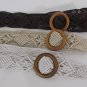 New Women Beige / White / Brown Knited Fabric Fashion Belt Wood Buckle S/M 29-38