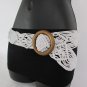 New Women Beige / White / Brown Knited Fabric Fashion Belt Wood Buckle S/M 29-38