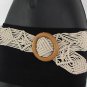 New Women Beige / White / Brown Knited Fabric Fashion Belt Wood Buckle S/M 29-38