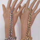 New Women Bracelet Fashion Thick Metal Long Hand Chains Slave Ring Silver / Gold