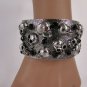 New Women Silver Metal Cuff Bracelet Fashion Jewelry Skulls Skeleton Rhinestones