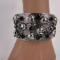 New Women Silver Metal Cuff Bracelet Fashion Jewelry Skulls Skeleton Rhinestones