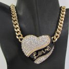New Hot Women Thick Gold Metal Chain Fashion Necklace Large Heart LOVE Pendant