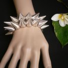 NEW WOMEN TWO ROWS SILVER SPIKES BANGLE FASHION BRACELET ROCKER PUNK STYLISH