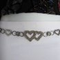 NEW WOMEN HIP WAIST PEWTER BIG MULTI HEARTS METAL CHAINS THIN BELT 27"-46" S-XXL