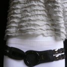 NEW WOMEN ELASTIC DARK BROWN FASHION BELT PEWTER METALS BUCKLE 27"-39" S M L