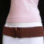 NEW WOMEN ELASTIC BROWN BEADS FASHION BELT HAWAIIAN WOOD BUCKLE 26"-45" XS-XL
