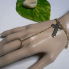 NEW WOMEN GOLD METAL HAND CHAINS BIG CROSS FASHION BRACELET 1 FINGER SLAVE RING