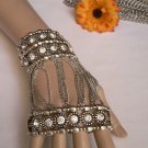 NEW WOMEN SILVER UNIQUE HAND CHAIN M.J. FLOWERS BRACELET BIG CRYSTALS BASKETBALL