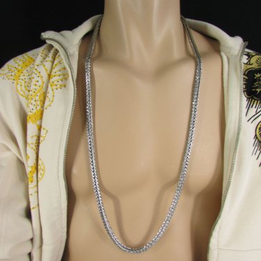 New Men 36" Long Silver Metal Strong Chain Links Long Fashion Necklace Hip Hop