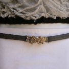 NEW WOMEN HIGH WAIST HIP GRAY FASHION THIN BELT GOLD METAL ROSE BUCKLE XXS-M