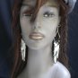 NEW WOMEN FASHION SILVER WHITE EXTRA BIG GEOMETRIC RETRO EARRINGS SET 5.5" DROP