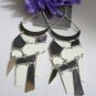 NEW WOMEN FASHION SILVER WHITE EXTRA BIG GEOMETRIC RETRO EARRINGS SET 5.5" DROP