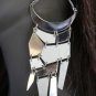 NEW WOMEN FASHION SILVER WHITE EXTRA BIG GEOMETRIC RETRO EARRINGS SET 5.5" DROP
