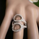 NEW WOMEN CASUAL SILVER RHINESTONES SCISSORS FASHION ELASTIC ONE SIZE RING
